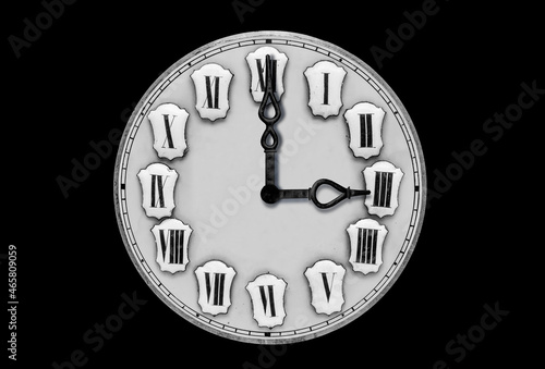 Alte Antike Rahmenuhr aus Holz mit Zifferblatt