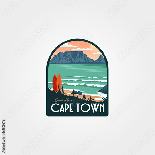cape town national park logo patch vector illustration design, south africa national park badge design photo