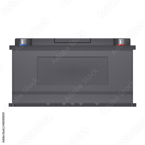 Car battery front view isolated on white background. Vector illustration.	