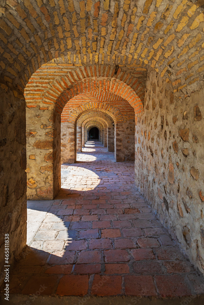 Arched ancient corridor in the Caravan Saray