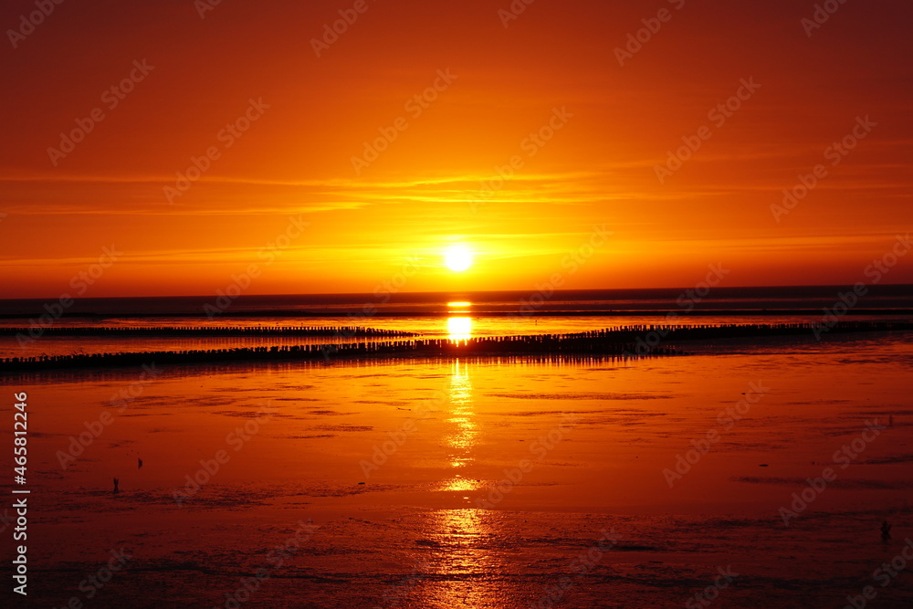 Nordsee Sonnenuntergang Wattenmeer Watt Himmel