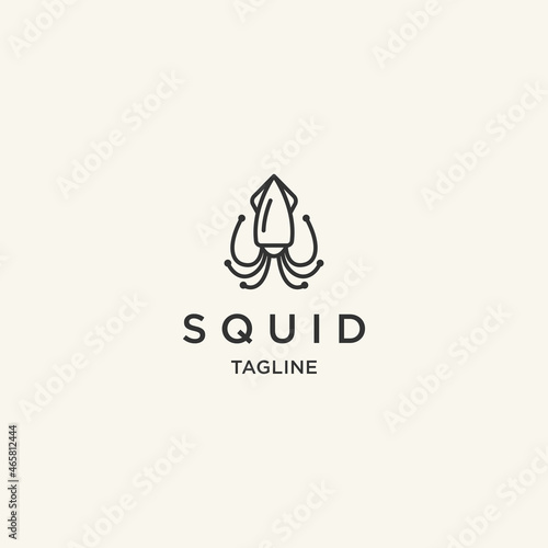 Squid line logo design template