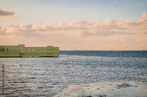 Cold bath house in water, Malmo, Sweden photo