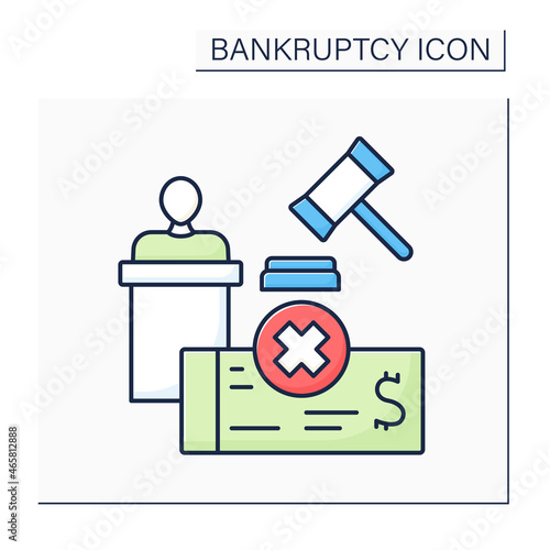 Administrator color icon. Person file and maintain all documents. Government employees monitor transactions between creditor and debtor.Bankruptcy concept. Isolated vector illustration 
