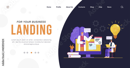 Medical professionals watching webinar on online platform. People having virtual class flat vector illustration. Online education, medicine concept for banner, website design or landing web page