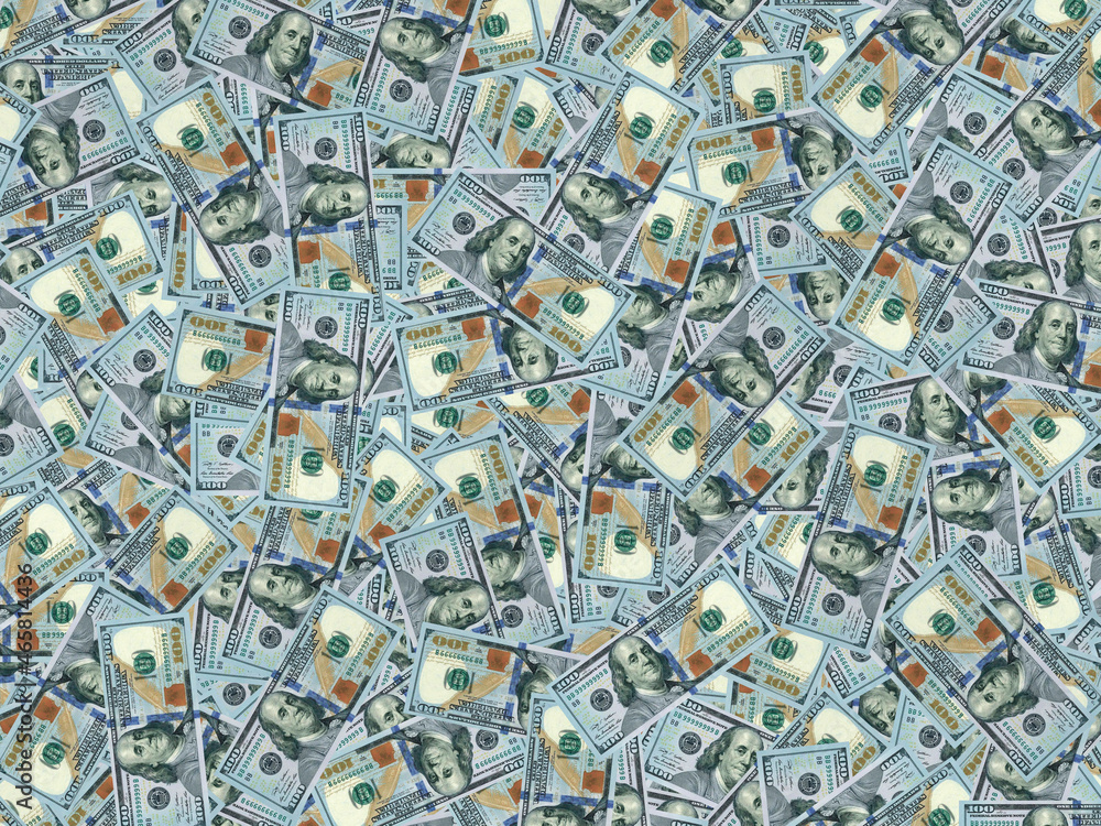 Hundred dollar bills illustration background