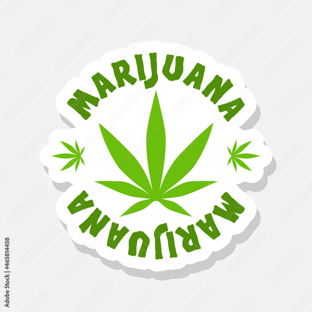 Marijuana circle word sticker icon Marijuana circle word sticker icon