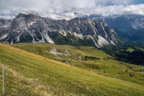 Wallpaper Mural Hiking path and epic landscape of Seceda peak in Dolomites Alps, Odle mountain range, South Tyrol, Italy, Europe Torontodigital.ca