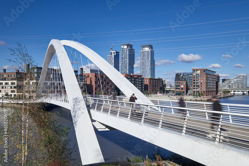 Modern bridge in the Kalasatama district, Helsinki, Finland photo