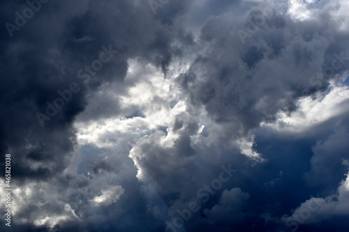 Blue and white cumulus storm clouds thunderstorm landscape © Lushchikov Valeriy