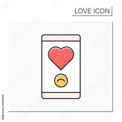 Notification color icon. Mobile phone notificate love message. Romantic conversation. Love concept. Isolated vector illustration