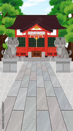 虎神社の背景イラスト_16:9_縦