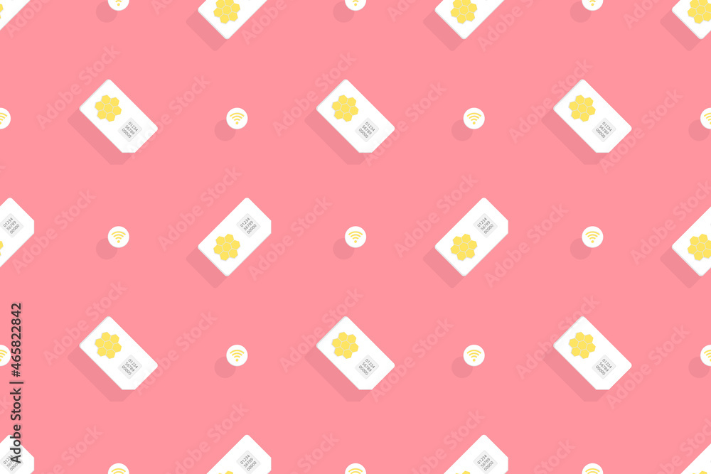 Background on the theme of mobile communications and the Internet. Seamless pattern from sim cards. Background on the theme of mobile communications and the Internet. Seamless pattern from sim cards.