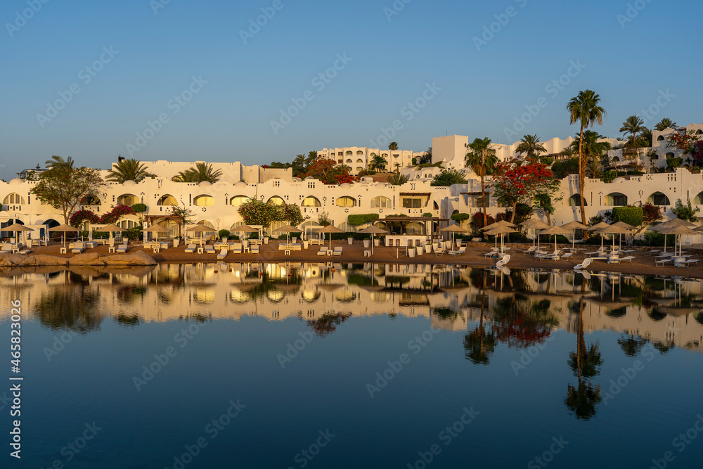 Calm beach on the red sea at morning in Sharm El Sheikh, Egypt