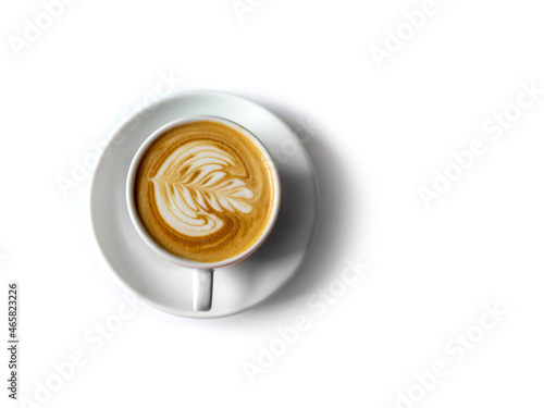 cappuccino top view. latte art. barista. coffee house