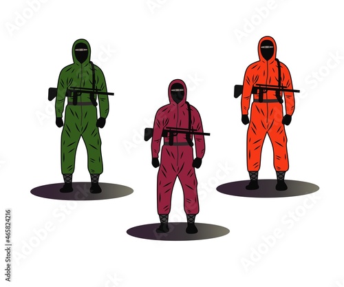 Vector of red ninja character with fire. red ninja logo armed with fire.