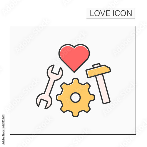 Relationship color icon. Work on healthy relationships. Tools. Avoiding conflicts and improving romantic connection. Love concept. Isolated vector illustration