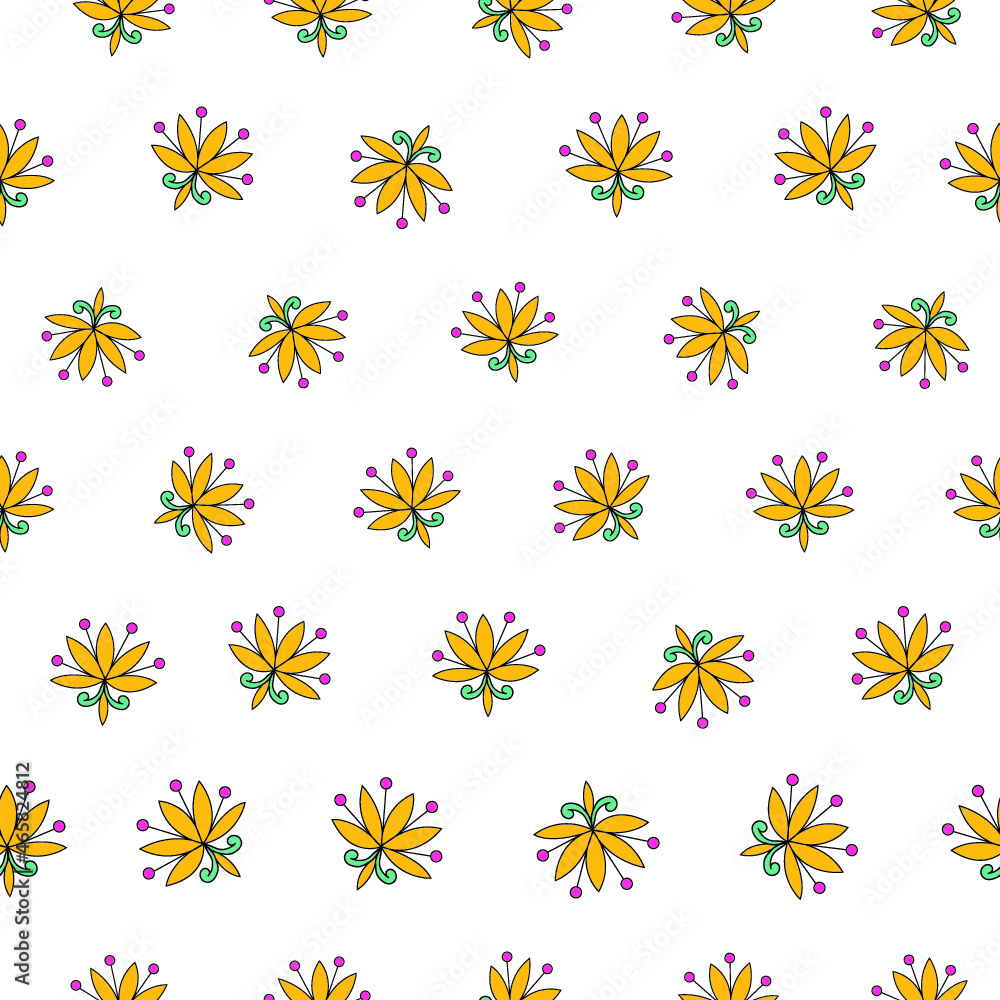 seamless repeat pattern with beautiful cute yellow lily florals on white background perfect for fabric, scrap booking, wallpaper, gift wrap projects seamless repeat pattern with beautiful cute yellow lily florals on white background perfect for fabric, scrap booking, wallpaper, gift wrap projects