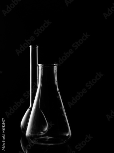 Glass flasks. Chemical flask. Chemical vessels. Glassware.