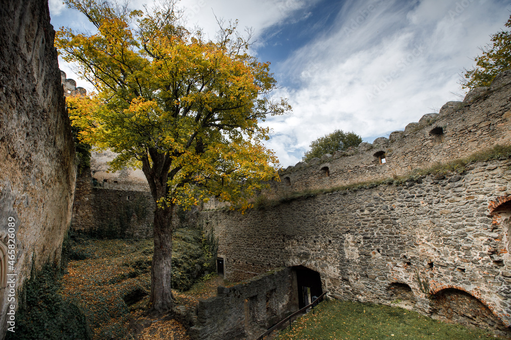 ruins of castle in autumn