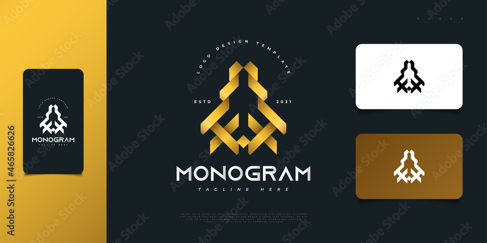 Abstract and Elegant Initial Letter M and W Logo Design in Gold ...