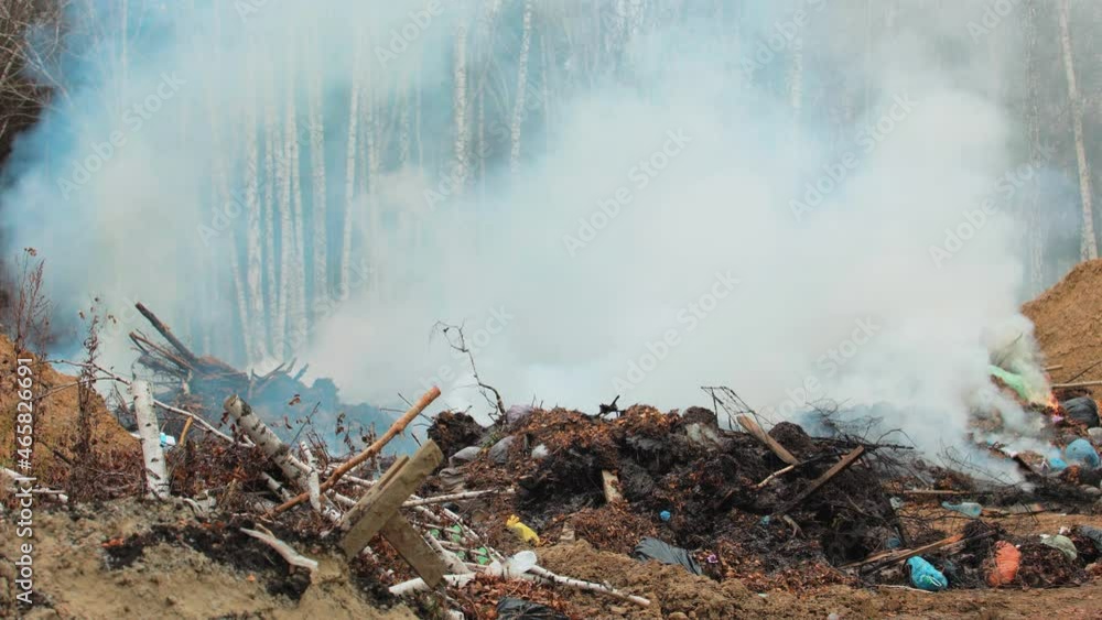 Bad environmental situation outside the city due to burning garbage