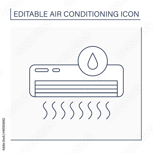 Dry mode line icon. Function used during rainy days. Dry mode dehumidifies by removing moisture from indoor air.Air conditioning concept. Isolated vector illustration. Editable stroke