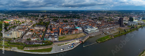 Aerial view around Venlo in netherlands  on a sunny and windy afternoon