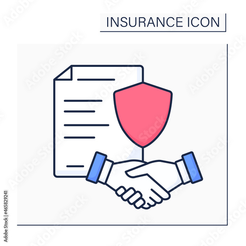 Policy color icon. Contract between insurer and policyholder. Agreement determines claims for insurance. Insurance concept. Isolated vector illustration