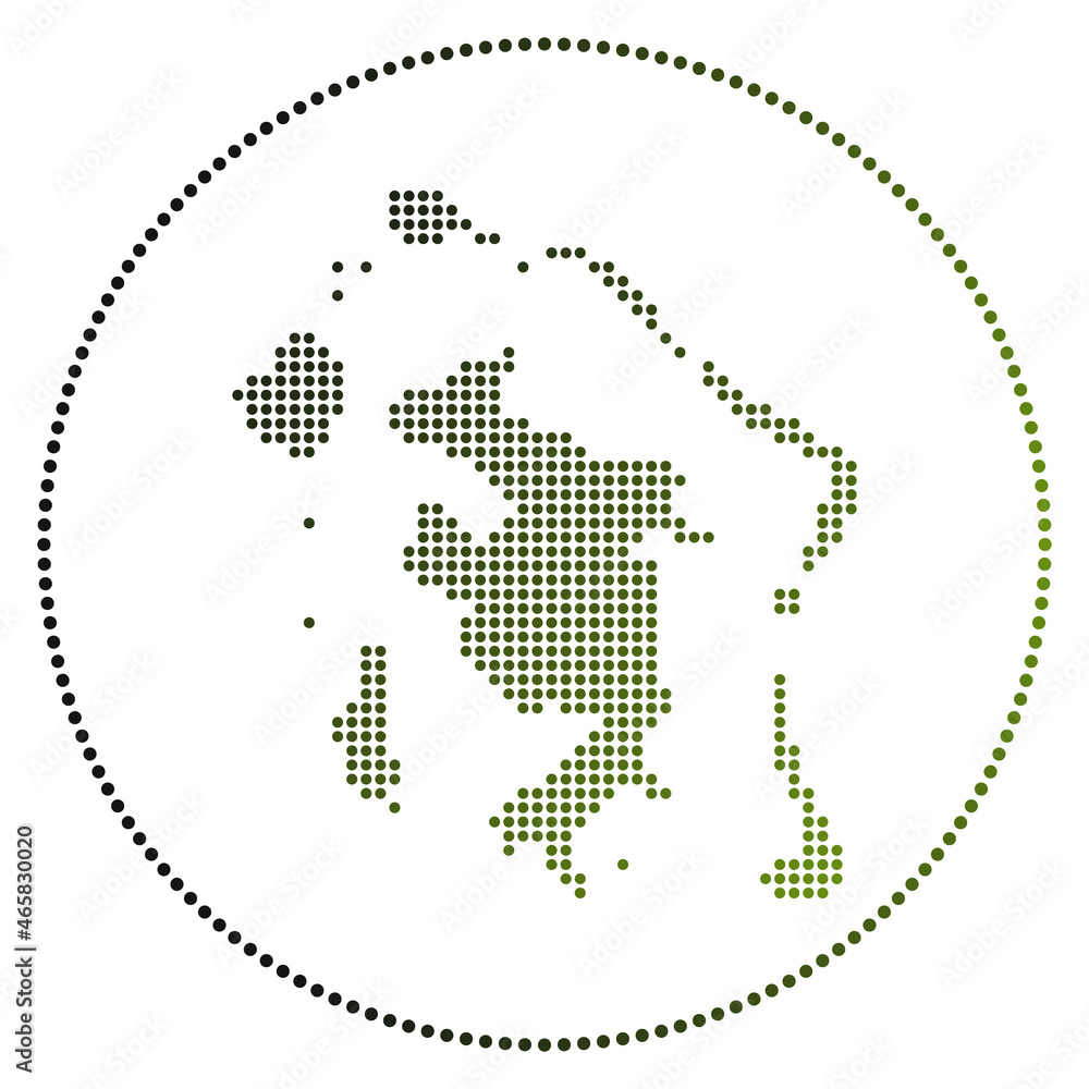 Fototapeta premium Bora Bora digital badge. Dotted style map of Bora Bora in circle. Tech icon of the island with gradiented dots. Superb vector illustration.