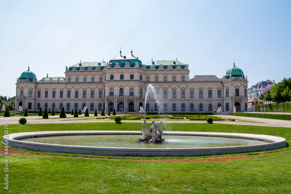 Vienna, Austria, July 24, 2021. The Belvedere Palace, in German Schloss Belvedere, is one of the largest Baroque palaces in Vienna