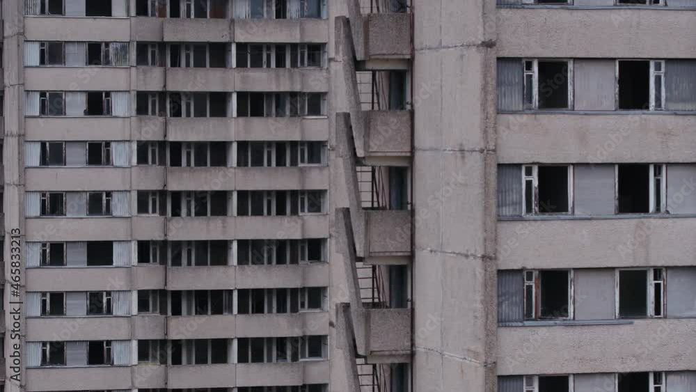 Pripyat, a panorama of the city from the air. Chernobyl exclusion zone. Aerial. Autumn. Abandoned buildings Pripyat, a panorama of the city from the air. Chernobyl exclusion zone. Aerial. Autumn. Abandoned buildings