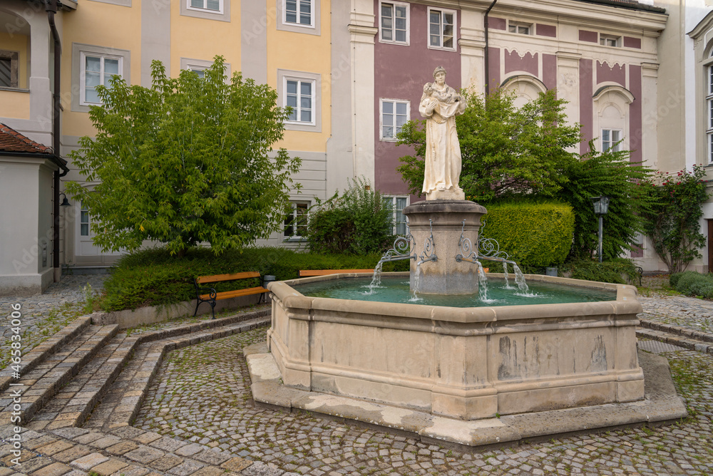 St. Anthony's Fountain in front of the former Coelestine Convent in the old town of Steyr, Austria
