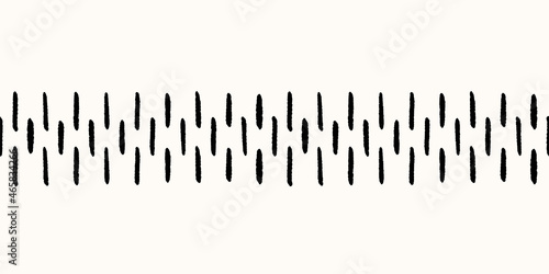 Black and white hand drawn stripes border pattern. Seamless vector illustration print design inspired by the tribal and ethnic boho carpets. Great for home wear  carpets and ethnic boho projects