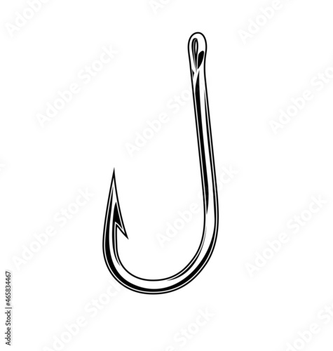 simple fishing fish hook black white chrome