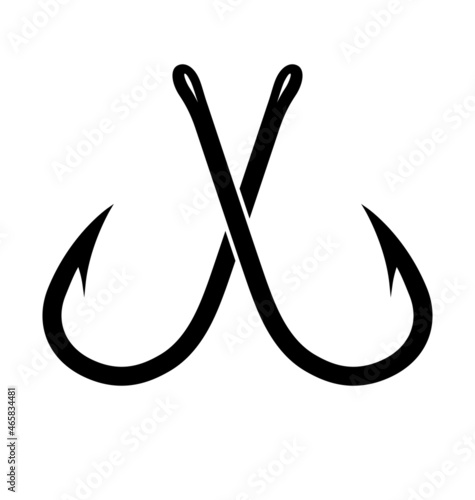 simple crossed fishing fish hooks silhouette
