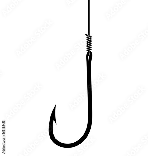 simple fishing fish hook on line silhouette