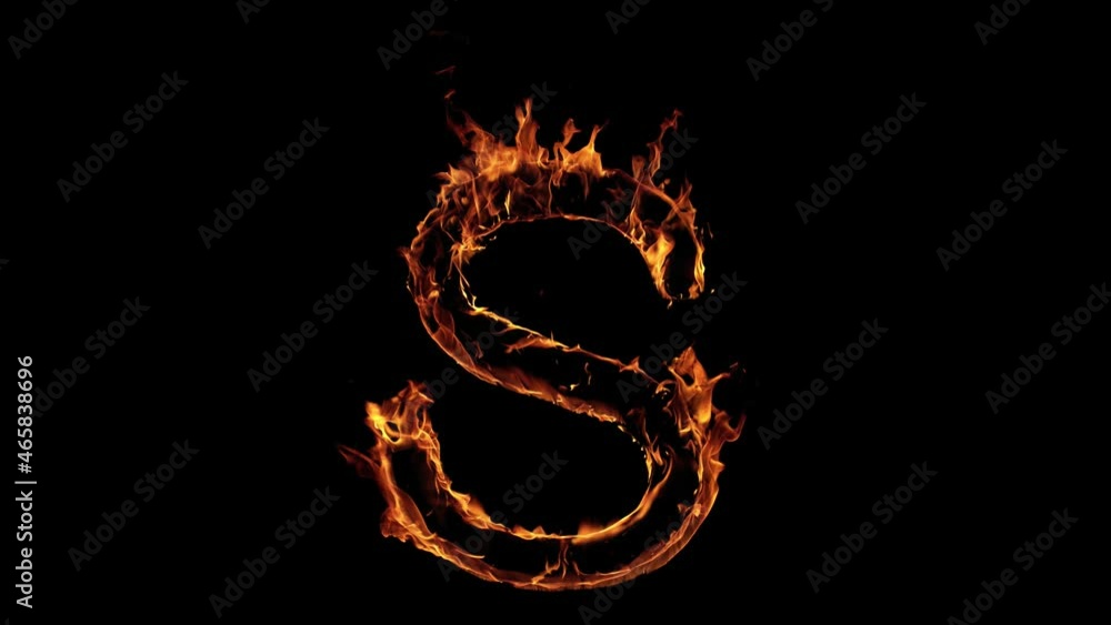 S - Single Letter of Fire Flames Alphabet on Black Background. Super Slow Motion, 1000 fps. S - Single Letter of Fire Flames Alphabet on Black Background. Super Slow Motion, 1000 fps.