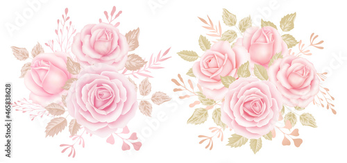 Set of the floral arrangements. Pink Roses Clip Art, Floral Clip art, Wedding Roses