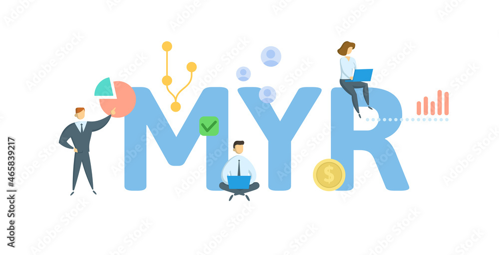 MYR, Mid-Year Review. Concept with keyword, people and icons. Flat vector illustration. Isolated on white. MYR, Mid-Year Review. Concept with keyword, people and icons. Flat vector illustration. Isolated on white.