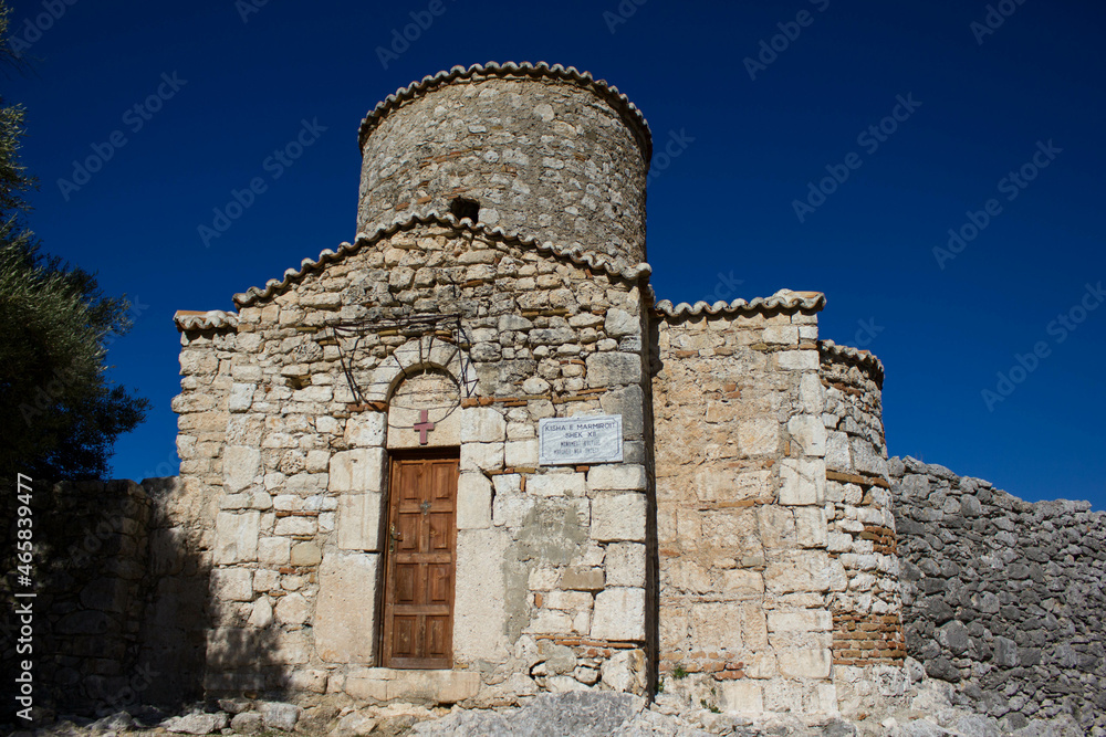 old historic church building called kisha e marmiroit, church of orikum, historical site, Albania