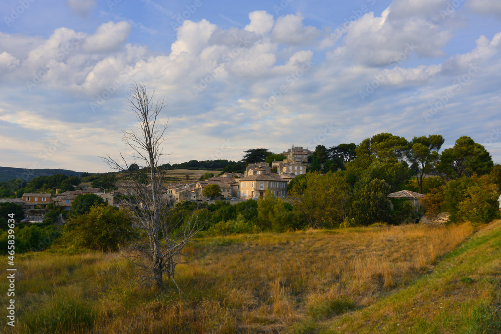 Le village de Murs (84220) et l'arbre mort, département de Vaucluse en région Provence-Alpes-Côte-d'Azur, France
