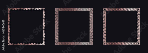 Greek gold frames on a black background, vector