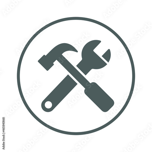 Repair, configuration, hand tools, setting, tool icon. Gray vector design.