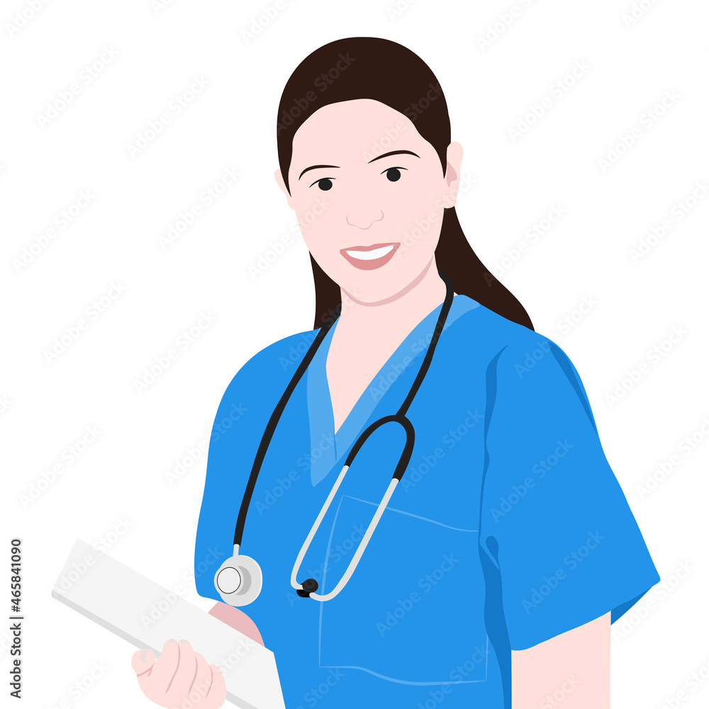 Portrait of young nurse with clipboard in hands. Portrait of young nurse with clipboard in hands.