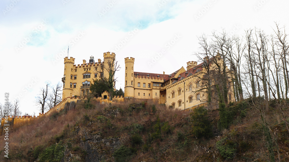 Hohenschwangau castle in winter | Tourist place of Bavaria, southern Germany, Europe