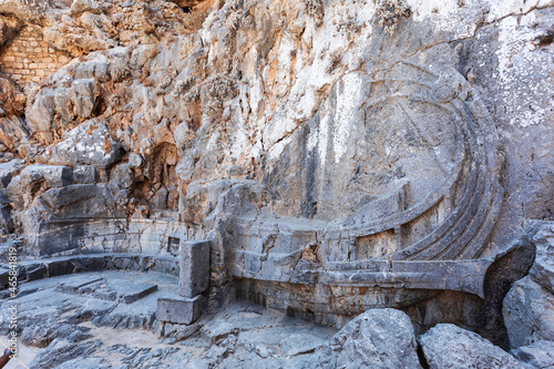 Relief of a warship in the Acropolis in the city of Lindos, Greece