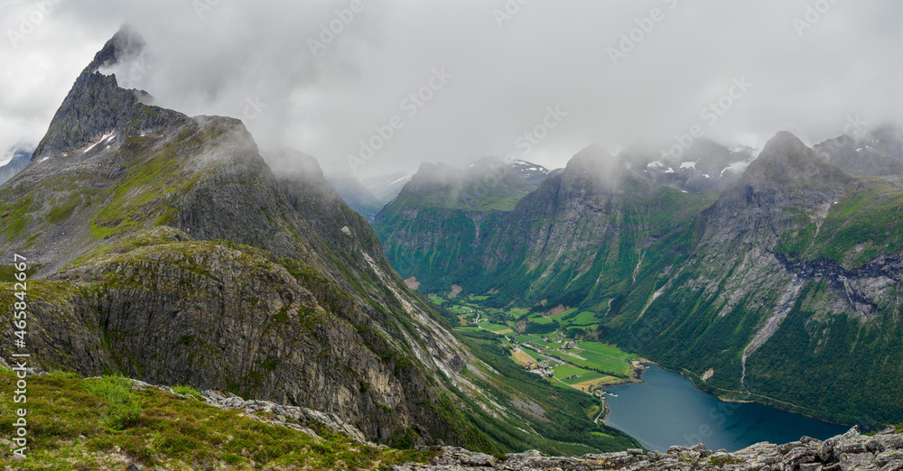 Views of Hjørundfjorden from Urke ridge trail (Urkeega), Norway