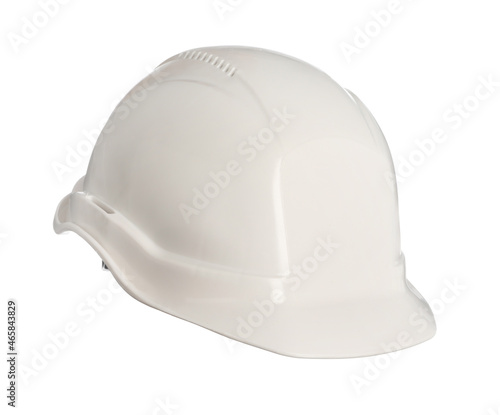 Protective hard hat isolated on white. Safety equipment