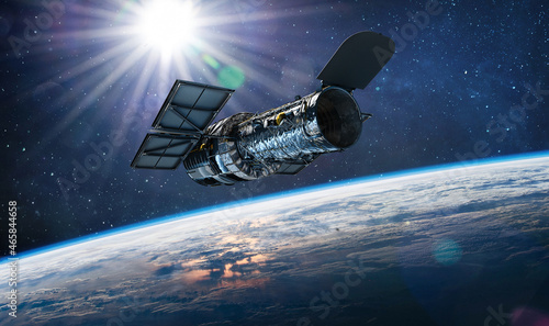 Valokuva Space telescope Hubble on orbit of Earth planet